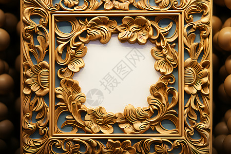 金色立体艺术字立体雕刻花纹的金色相框背景