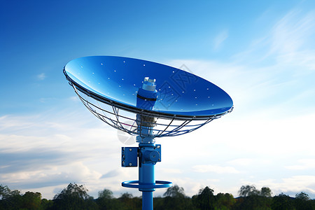 矢量卫星接收器乡村屋顶的蓝色卫星接收器背景