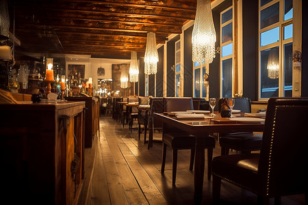 复古装潢的餐厅背景图片