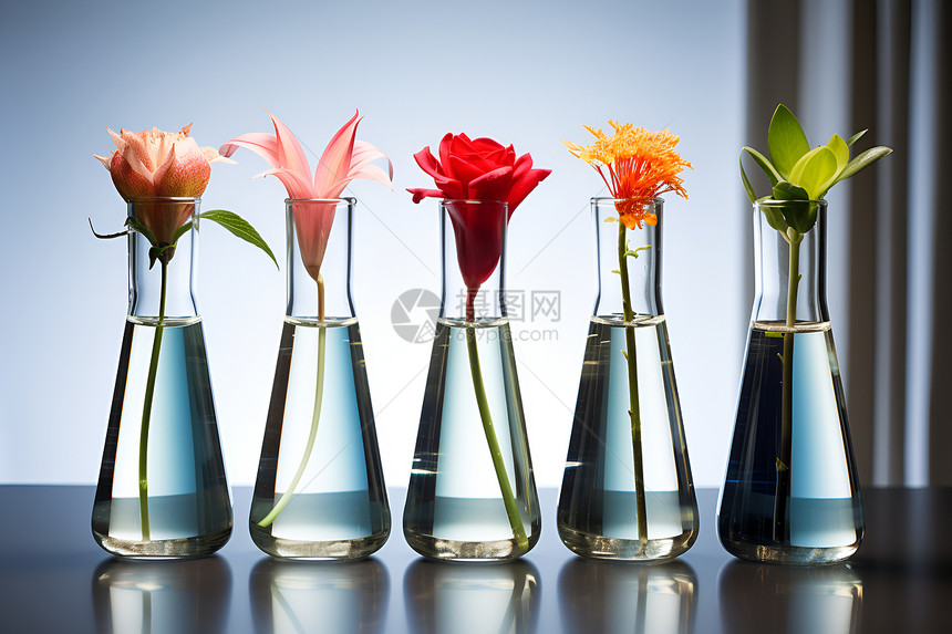 花瓶中鲜艳的花束图片