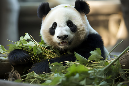 野生动物园中的大熊猫背景图片