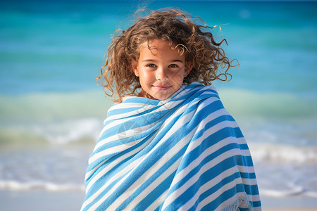 夏天海边度假的孩子背景图片
