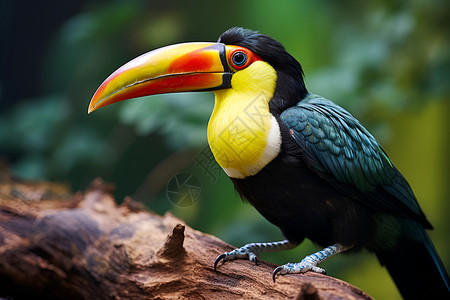 五彩斑斓羽毛的尖嘴鸟背景图片