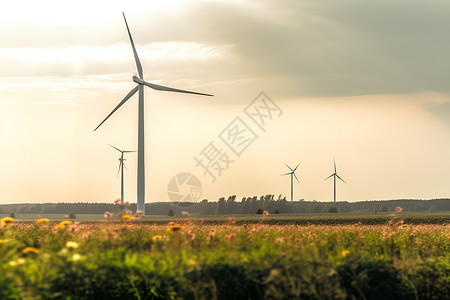 新能源技术的风力发电机背景图片