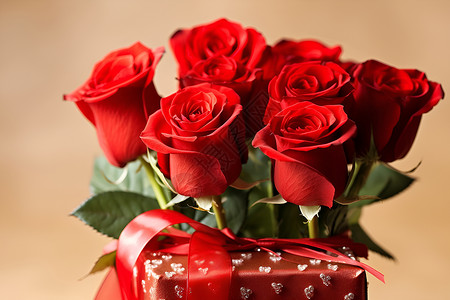 精美包装的玫瑰花束背景图片
