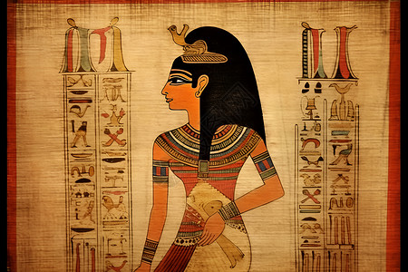 古老文化的埃及女子壁画高清图片