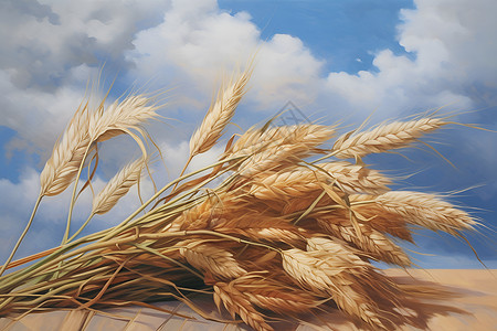 金色小麦油画背景图片