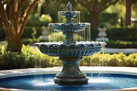 一个圆形设计的喷泉背景图片