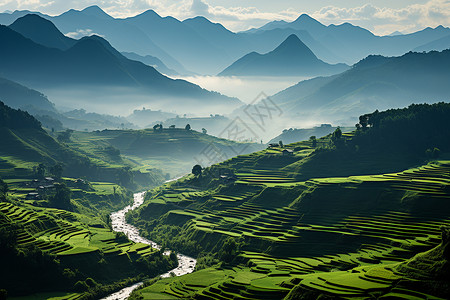 绿谷流水背景