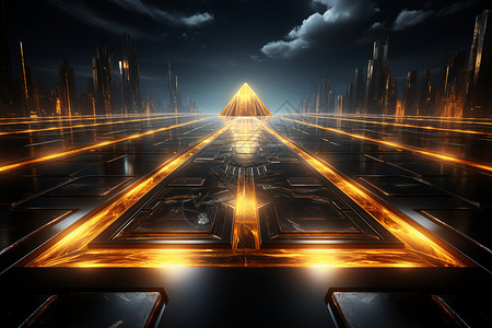 未来的金字塔型建筑背景图片