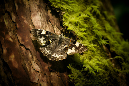 森林昆虫栖息的飞蛾背景