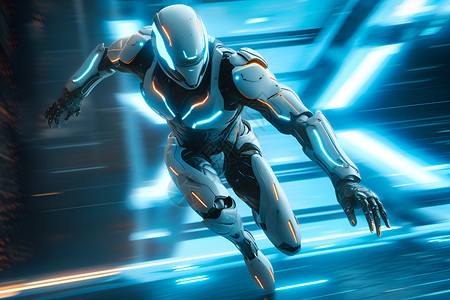 精致仿真机器人蓝光中的未来科技战士设计图片