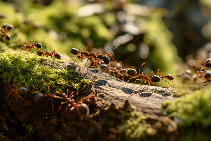 绿植上的蚂蚁群体图片