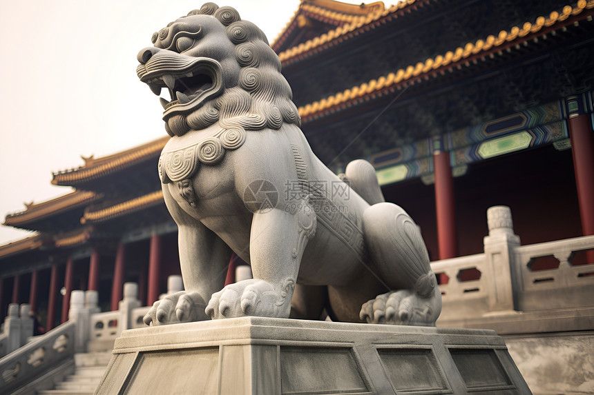 传统文化的石狮子建筑图片