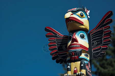 鸟图腾传统文化的雕塑背景
