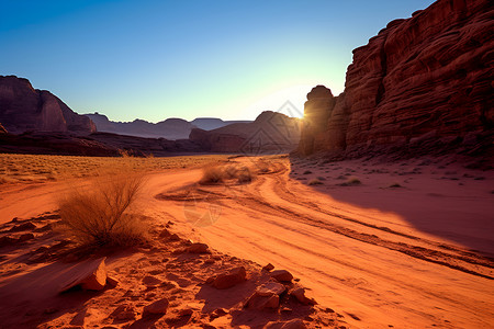 壮观的岩石沙漠景观背景图片