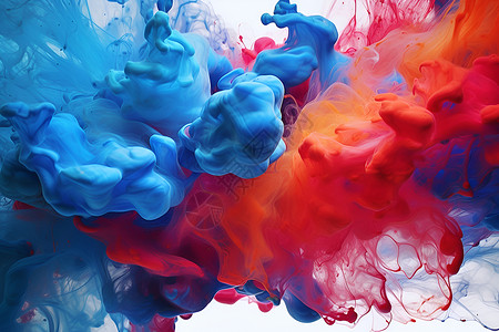彩色油漆桶墨云舞动的彩色液体插画