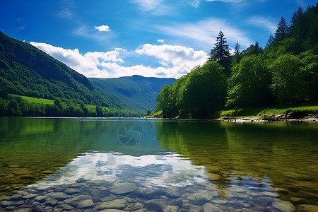 清澈的湖水背景图片