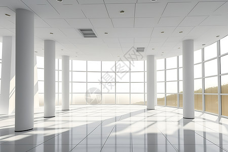 玻璃地面反射阳光的大厅背景