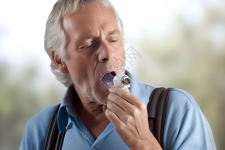 吸入喷雾老人哮喘高清图片