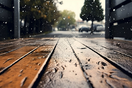 户外道路上的雨水高清图片