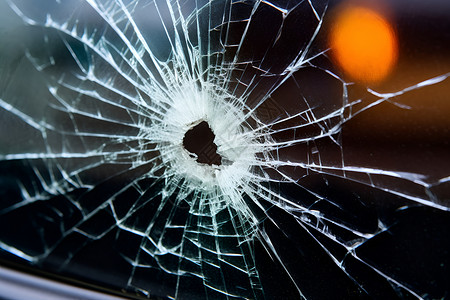 玻璃破碎素材汽车上破损的车窗背景