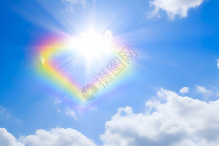 云朵上的彩虹天空中壮观的彩虹背景