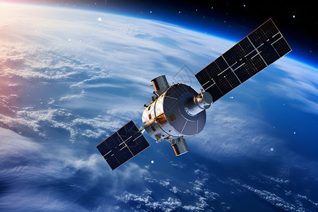 飞船降落宇宙中的卫星设备设计图片