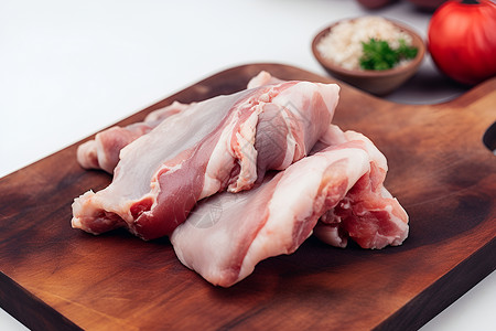 桌面上新鲜的猪肉背景图片