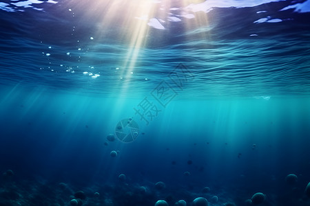 水下光线蓝色海洋背景