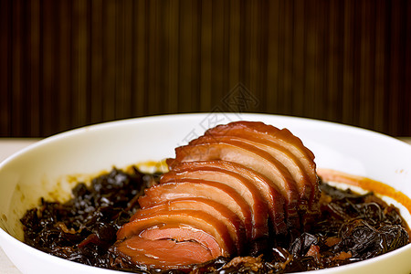 美味营养的猪肉和梅菜背景图片