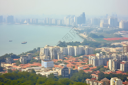 大海与城市背景图片