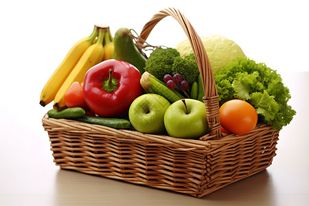健康篮新鲜水果蔬菜篮背景