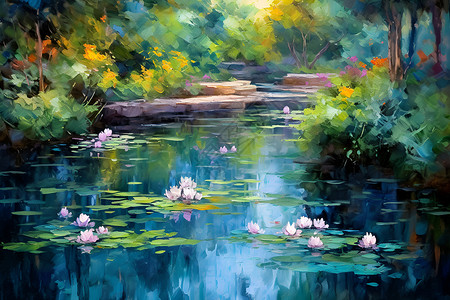 池塘里的睡莲背景图片