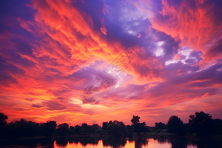 夕阳下的美丽云层背景图片