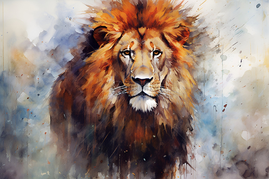 油画的野生狮子图片