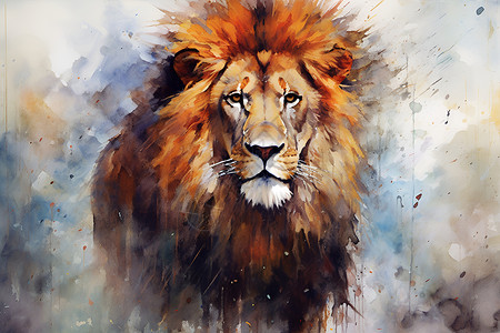 油画的野生狮子背景图片