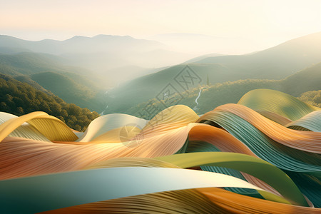 橙子中的山脉山脉中流动的丝带设计图片
