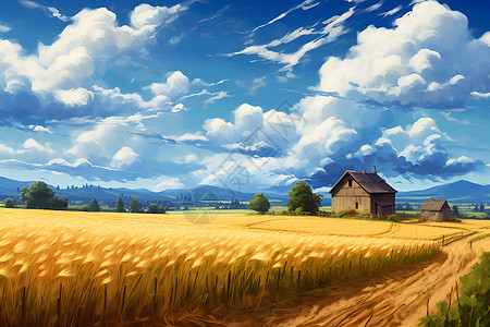 金色的农村麦田背景图片