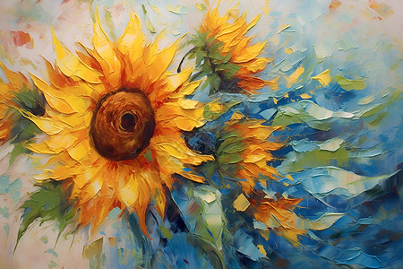 阳光下的花瓣阳光下的向日葵绘画插画