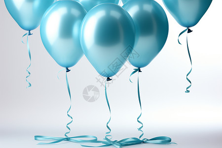 漂浮的金丝带蓝色的充气气球背景