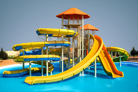 夏季娱乐的水上乐园背景图片