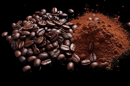 咖啡与可可豆背景图片