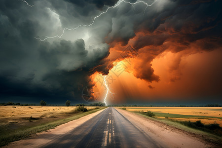 粗狂狂风暴雨中的道路设计图片