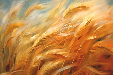 一片麦田袅袅麦浪一片油画插画