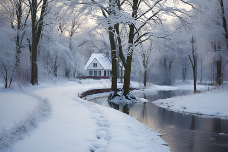 冬日幽径户外风景背景图片