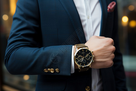 高级腕表成功商务男子的腕表背景