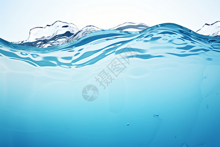 碧蓝海洋中的水泡背景图片