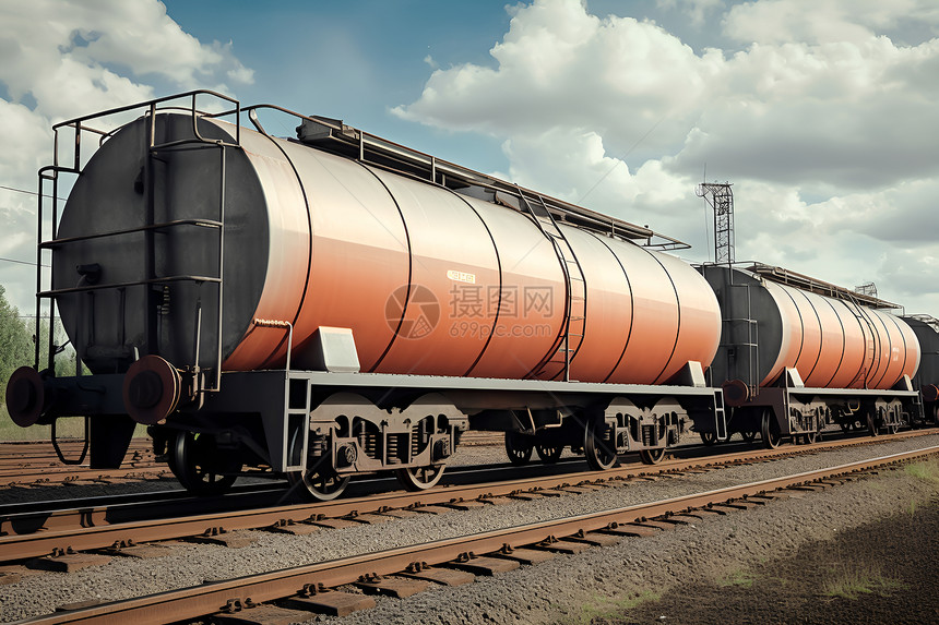 大型橙色罐的火车图片