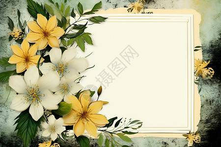 清新夏日花朵装饰的相框背景图片
